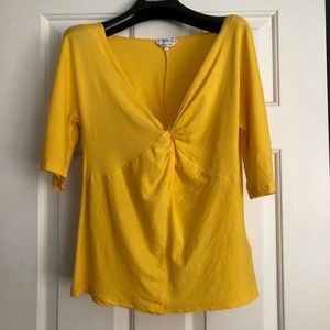 MaxMara Yellow V Neck Cotton Top Size L